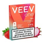 Rezerve VEEV ONE Red in pachet cu o capsula cu nicotina cu aroma de capsune si fructul dragonului